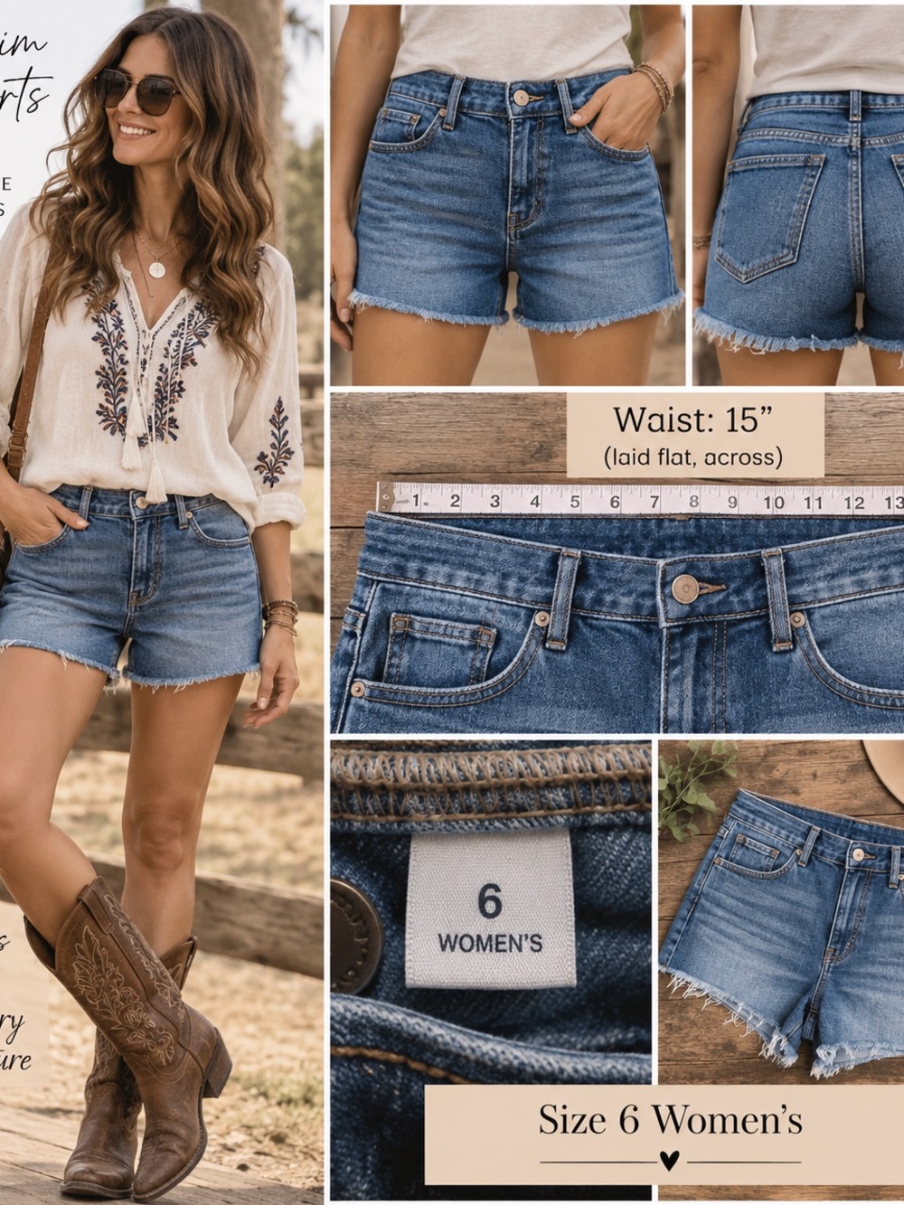 Seven Classic Mid-Rise Denim Cutoff Shorts - Size 6 - Blue #1CL